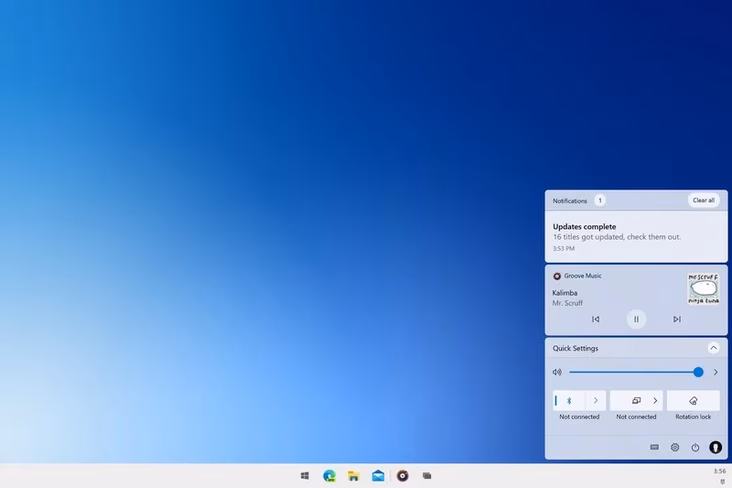 The upcoming Windows version's updated taskbar