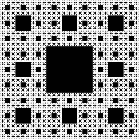 We also conducted experiments on a square-shaped fractal called the Sierpiński carpet. Johannes Rössel/wikimedia