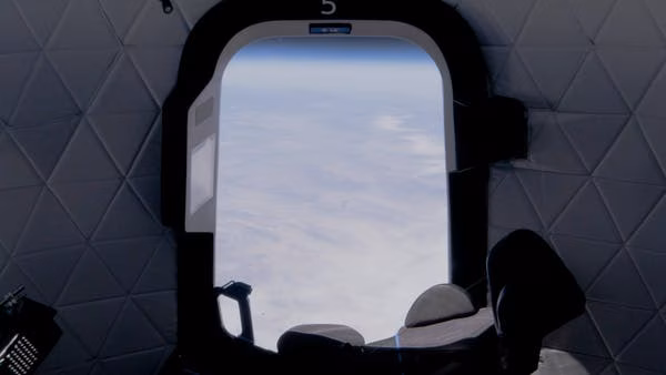 View from space during one of Blue Origin’s uncrewed New Shepard test flights. Blue Origin