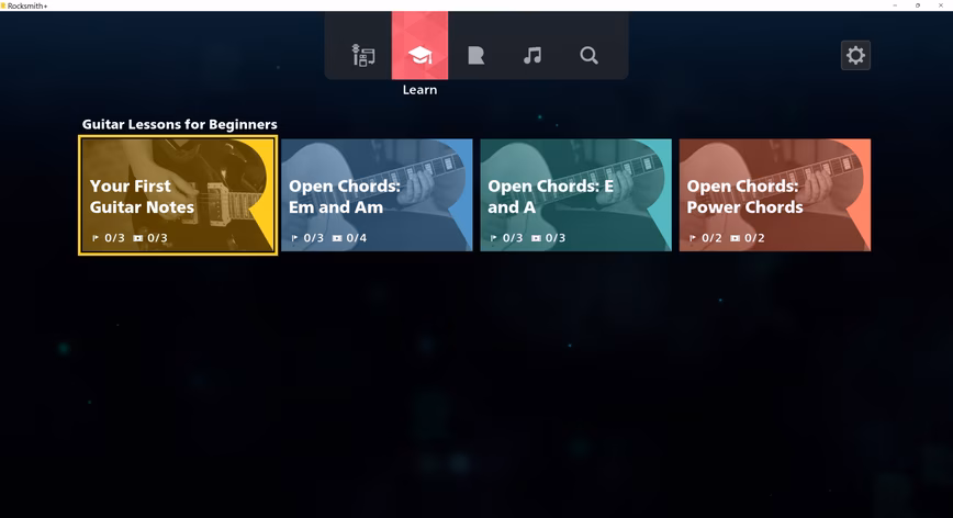 A screen capture of a Rocksmith menu. 
