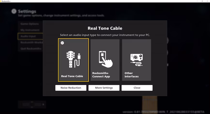 A screen capture of a Rocksmith menu. 