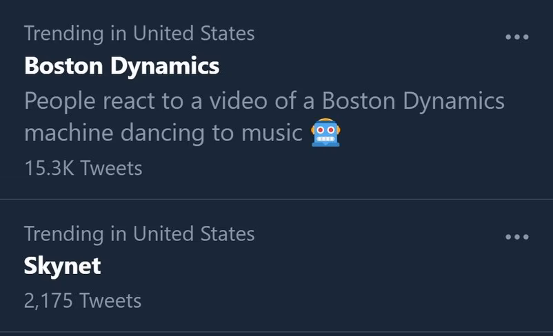 Screenshot of Twitter trending topics