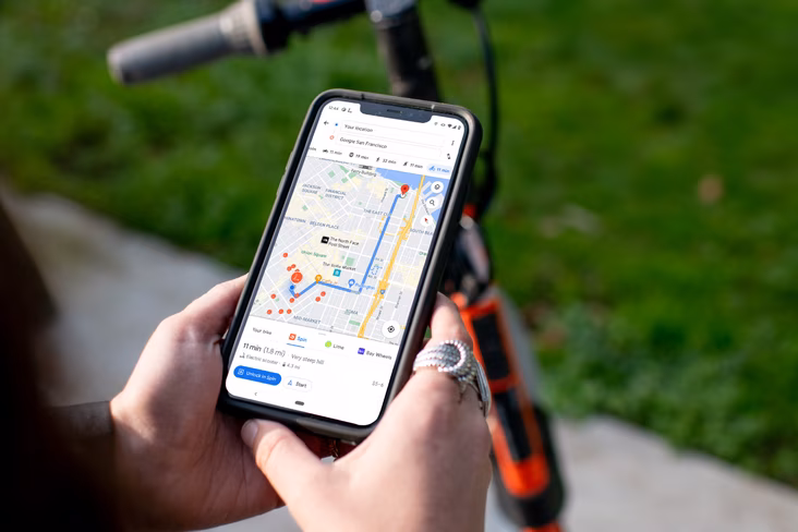 Escooters and bikes can be found on Google Maps