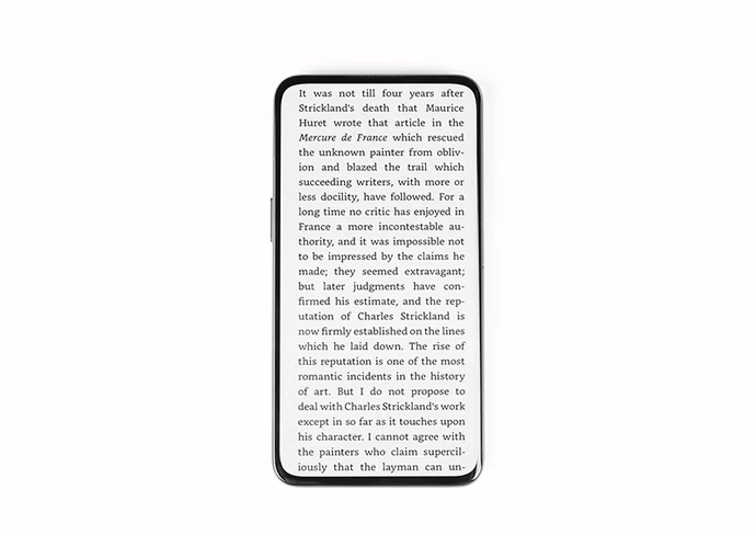 Oppo's prototype device with under the screen selfie camera being used as an ereader