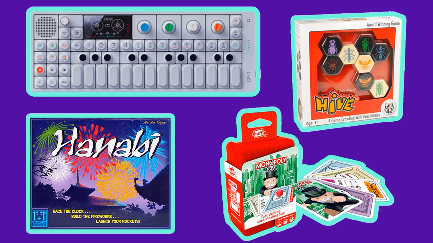 teenage engineering op-1 monopoly deal hive hanabi board games