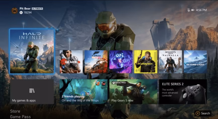xbox series x home screen