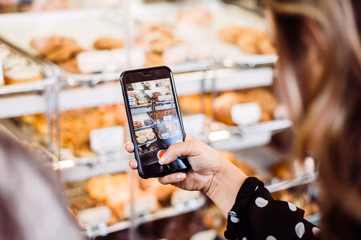 Smartphone being used to identify items at a grocery store