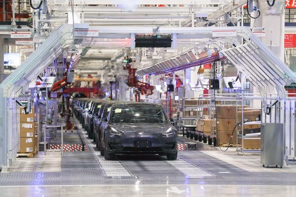 The Tesla gigafactory in Shanghai: five down, 1,995 to go. Xinhua/Alamy