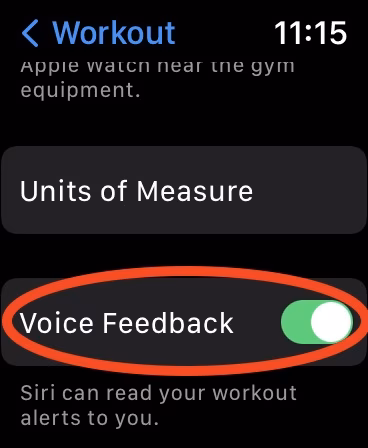 turn off voice feedback Apple Watch watchOS 8