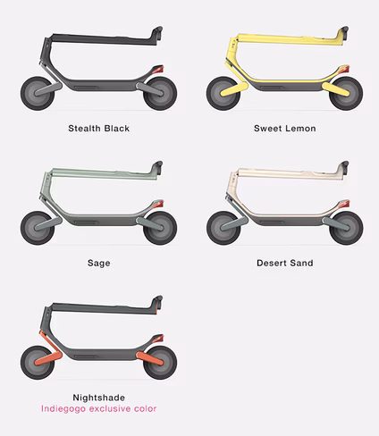 the Model Eleven escooter is available in a range of colours 