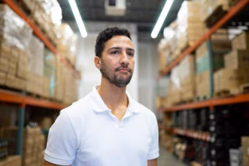 Robert Gomez, owner of startup 4Q Brands, in his warehouse in Buford, Ga. on Oct. 6th, 2021. For more than two years, his coffee grinder had been one of his best sellers on Amazon. Credit:Rita Harper