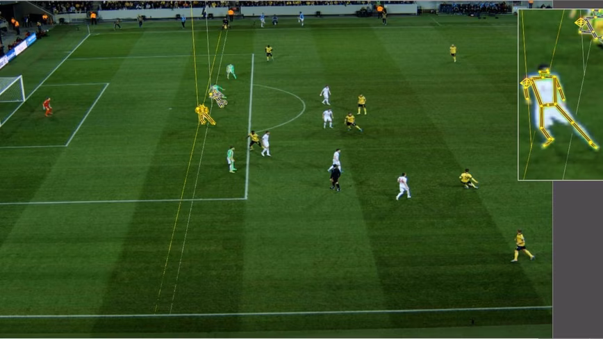 Representation of limb tracking technology to check offside from ChyronHego