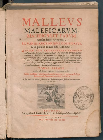The Malleus Maleficarum is a manual for hunting witches that would serve as guidance for 15th century witch trials. Wikimedia Commons,
