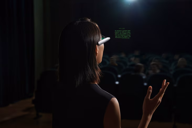 Oppo's Glass can act a teleprompter. Pretty cool