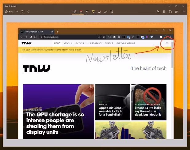 Windows Snip and Sketch tool comes in handy when you need to mark up a screenshot
