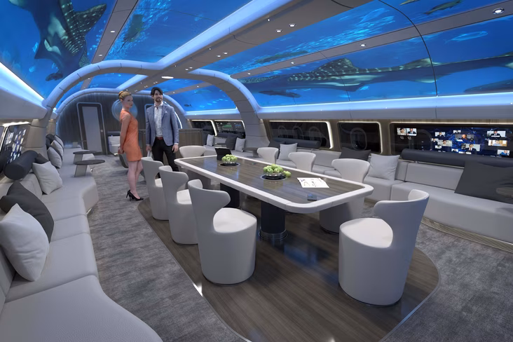 Lufthansa luxury plane like an aquarium
