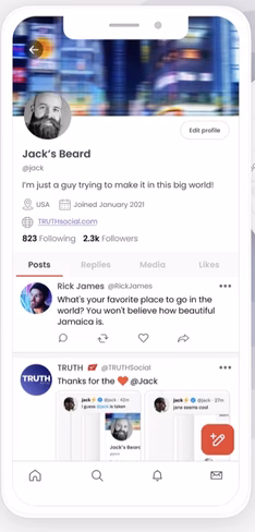 A screenshot of TRUTH's interface from the App Store, which just looks like...Twitter?