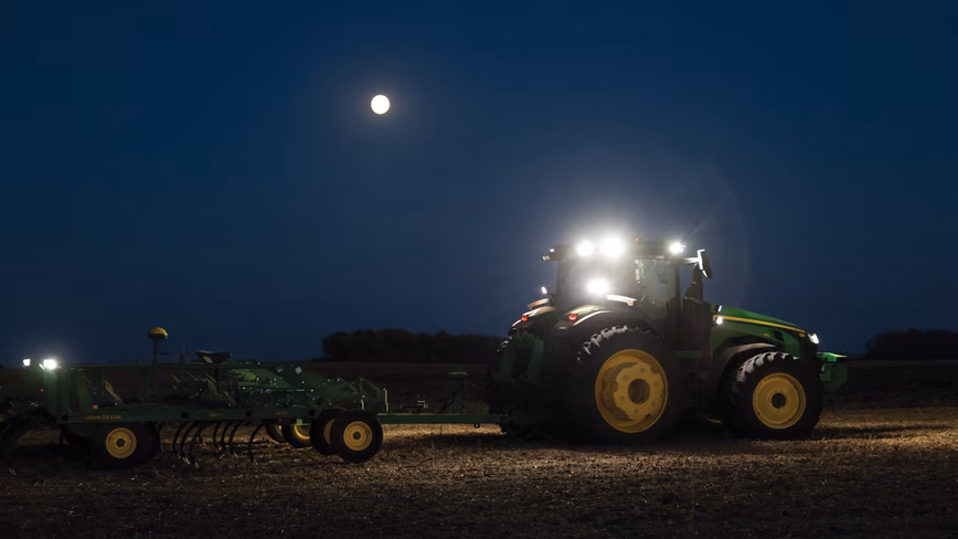 Tractor working at night 