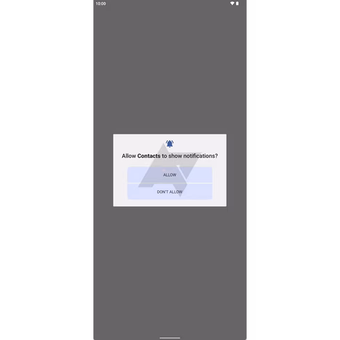 Android 13's notification permission dialog box might look like this.