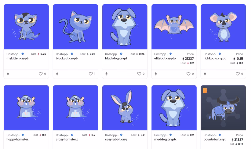 Opensea is full of crypto domains to buy