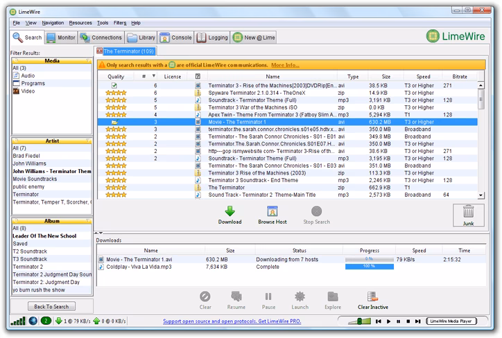 This is what Limewire looked like in 2008