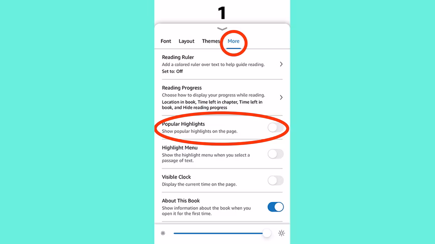 settings to turn off kindle popular highlights feature