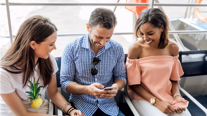 People looking at phone