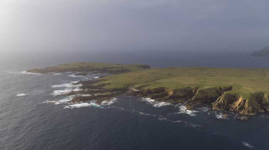 View from the sea of the land in Unst that is being used for SaxaVord Spaceport