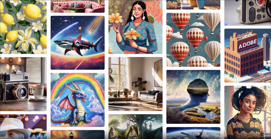 A collage of images generated by Adobe Firefly