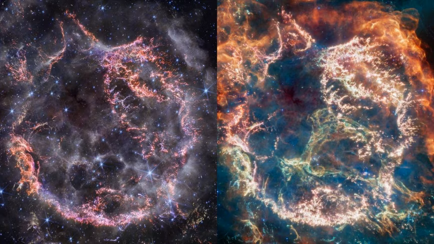 James Webb telescope images of Cas A star 
