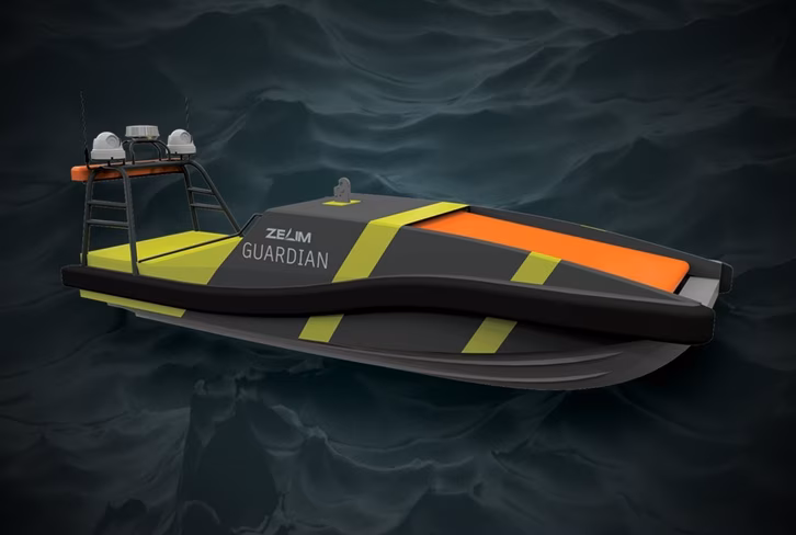 a 3D render of the guardian autonomous lifeboat 
