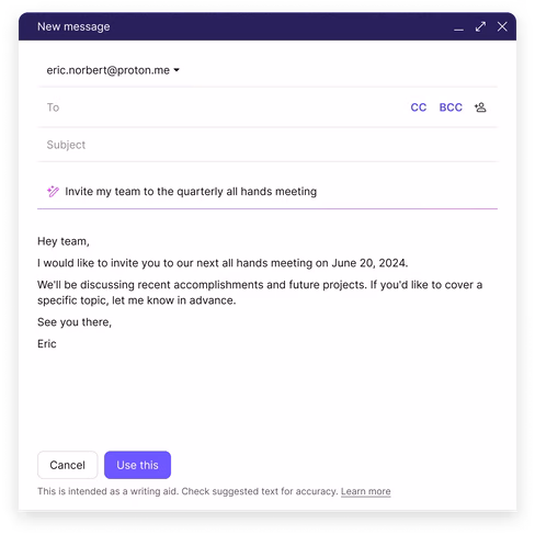 proton-ai-email-writing-assistant