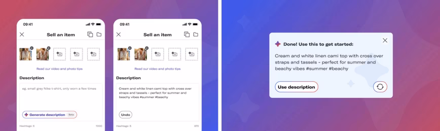 Image showing how Depop creates AI-powered listing from one photo