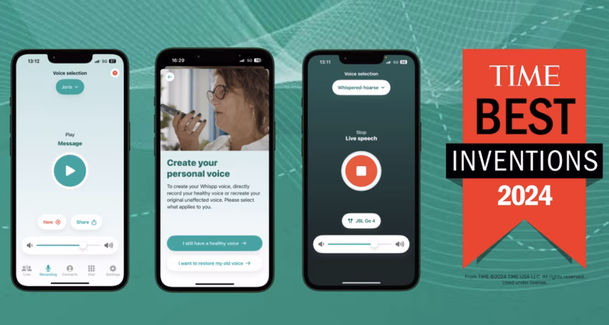 Images of the Whispp app