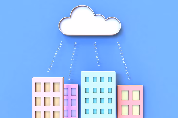 Graphic of a cloud over buildings