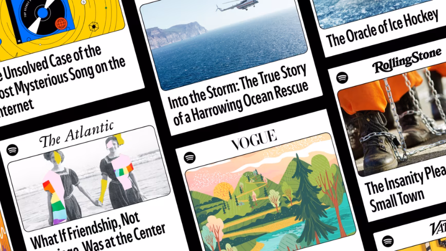Spotify tests narrated magazine articles inside the audiobook tier