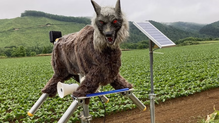 Japan’s Monster Wolf robot is a $4,000 scarecrow with red LED eyes, and it actually works
