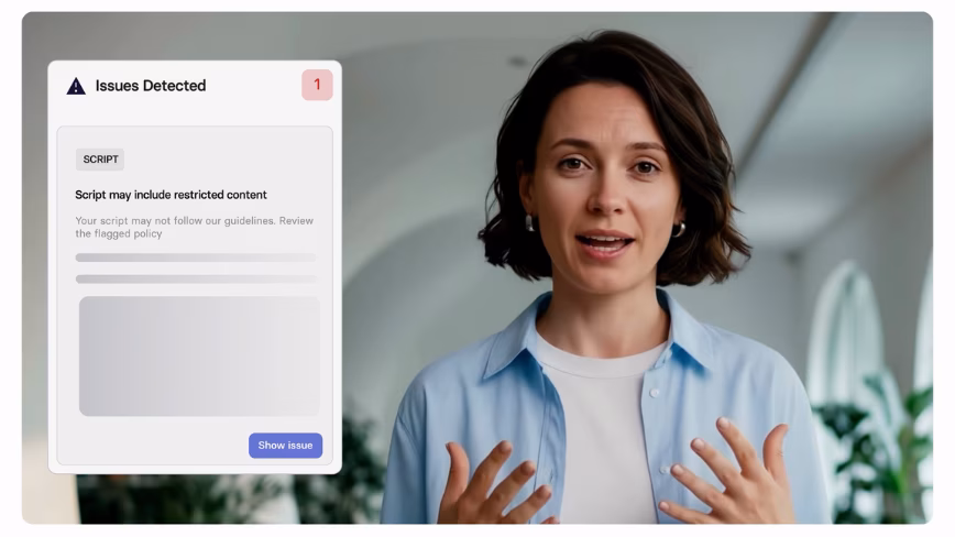 Synthesia partners with Cinder to scale moderation before a frame renders