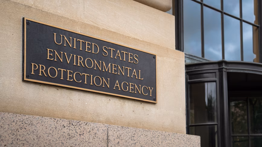 Plaque sign on the outside of the United State Environmental Protection Agency.