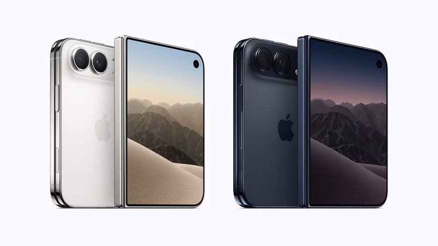 iPhone Duo is available in two refined colors — star white and night sky — and crafted from grade 5 titanium that’s been polished to a mirror finish.