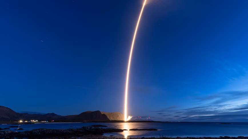 Photo of Isar Aerospace’s Spectrum rocket takes off from the Andøya Spaceport