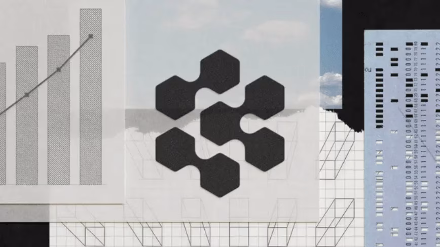 Cognition favicon in the centre over a graph situated on the left side and a picture with a blue sky