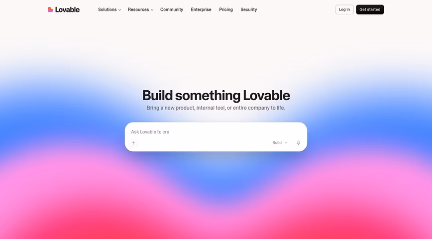 Screenshot of Lovable homepage 