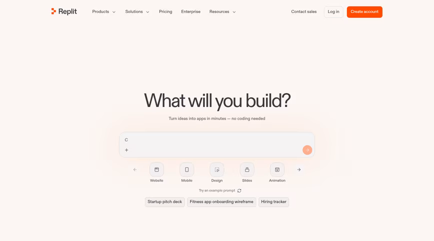 Sceenshot of Replit homepage