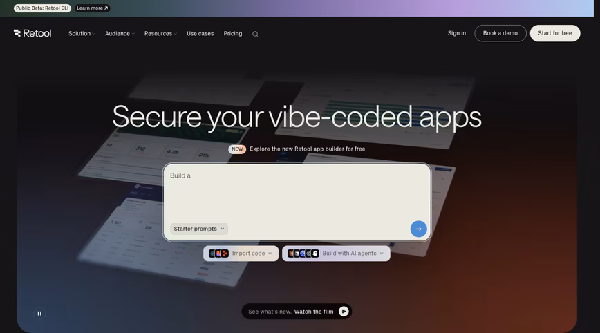 Screenshot of Retool's homepage