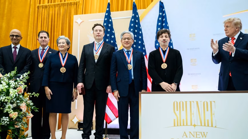 Trump gives Musk, Huang, Su and Brin the National Medal of Science